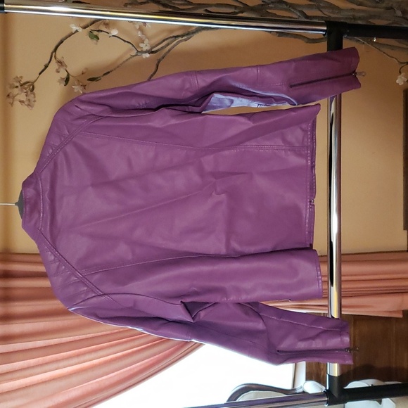 Women's Faux Leather Jacket in Violet. Purple Moto Jacket. NWT. XL.Express.Biker - Picture 9 of 9